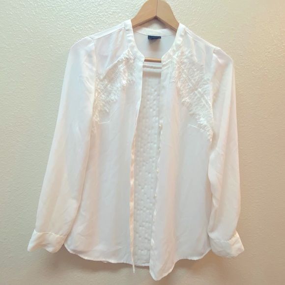 White Button Down Blouse - Picture 1 of 3